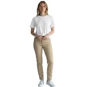 Bass Women's 10 Beige Khaki Slim Fit Stretch Twill Ankle Pants